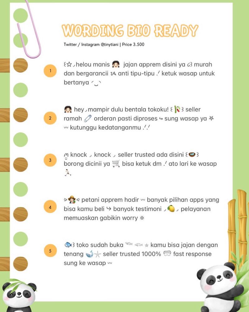 tinytiani's tweet image. Wording Bio BA Ready🍒

Abisin stock yuk sisa no 4,9,10
Sale: 3.000 aja

#zonauang #zonaba