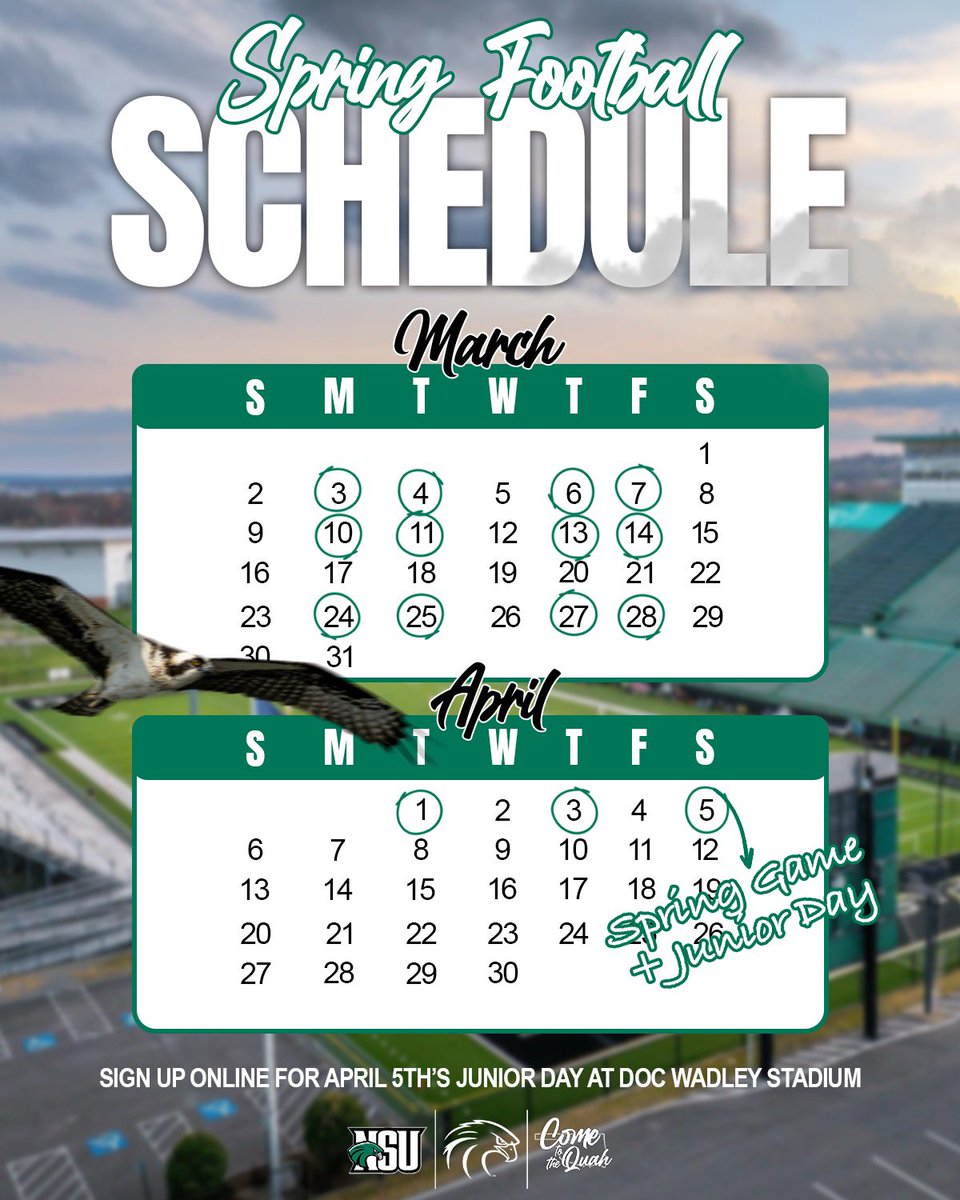 Almost time for Spring Ball! Come watch us compete! #Come2TheQuah 🦅🔥🦅🔥🦅🔥🦅🔥🦅🔥🦅🔥🦅