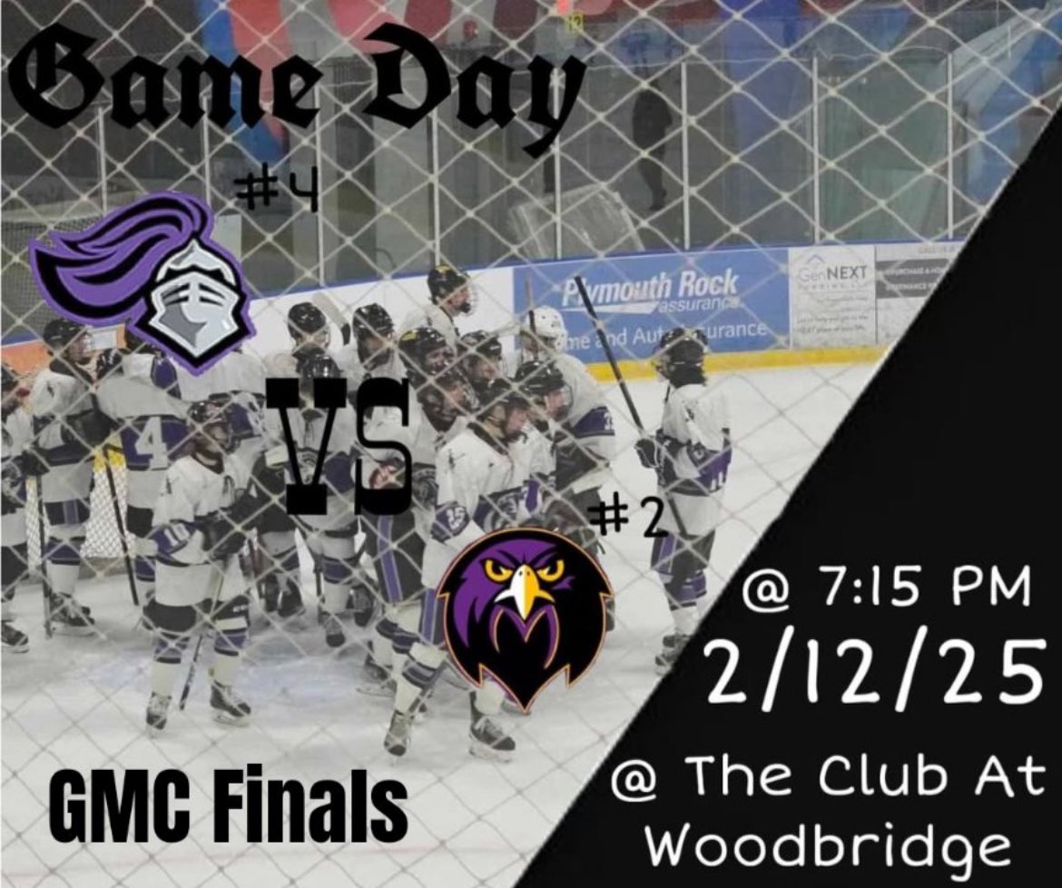 GAMEDAY! Varsity takes on Monroe in the GMC Finals tonight at 7:15 at The Club at Woodbridge! 🏒⚔️