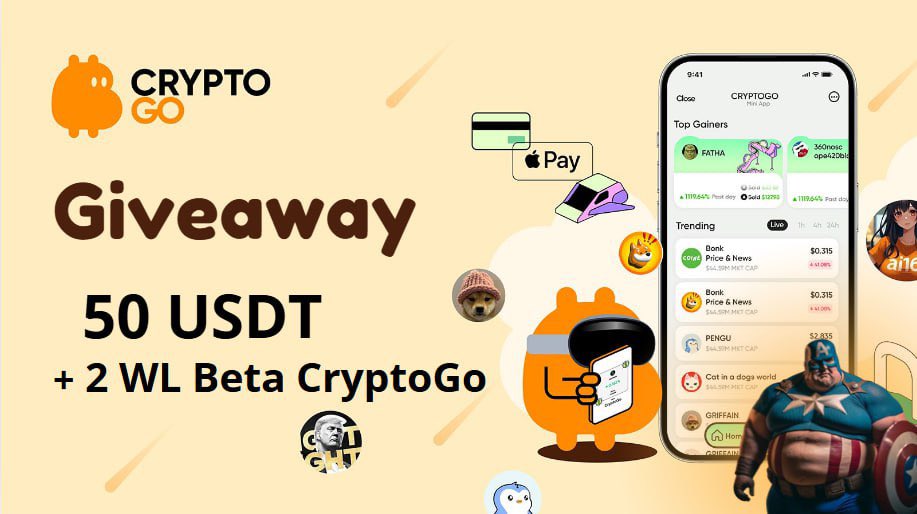 Giveaway 50$ và 2 suất WL dự án <a href="/Crypto_GO_Com/">CryptoGO</a> 🔥🔥🔥
 Anh em vào kiếm lì xì từ dự án <a href="/Crypto_GO_Com/">CryptoGO</a> nào 👀  🎁 Chi tiết Phần thưởng:   - 50$ cho 5 bạn may mắn (mỗi slot 10$)  - 2 WL CryptoGO Beta test 
🔎 Thông tin dự án: 
 - CryptoGO là mini-app Telegram giúp
