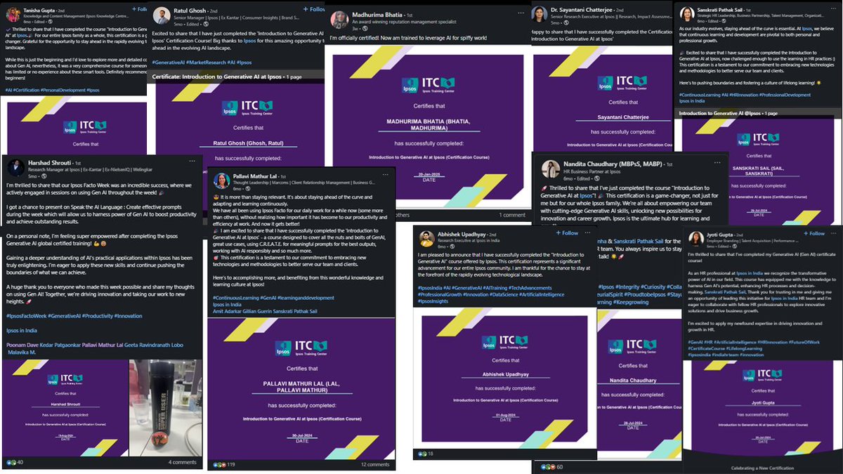 Ipsos In India (@ipsosinindia) on Twitter photo Ipsos GenAI Certified Grads are leading AI trends in India! 93% completed the course, enhancing innovation and careers. #IpsosIndia #Ipsos #AI #Learning #FutureOfWork #Upskilling #EmployeeDevelopment #Innovation #GenAI #Automation Ipsos GenAI Certified Grads are leading AI trends in India! 93% completed the course, enhancing innovation and careers. #IpsosIndia #Ipsos #AI #Learning #FutureOfWork #Upskilling #EmployeeDevelopment #Innovation #GenAI #Automation