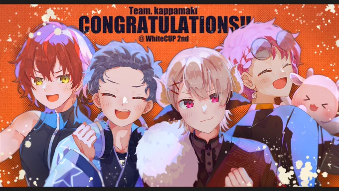【 work 】OW大会WhiteCUP第2回の優勝景品として、チームかっぱ巻きのみなさんを描かせて頂きましたみなさん優勝おめでとうございますー!! 