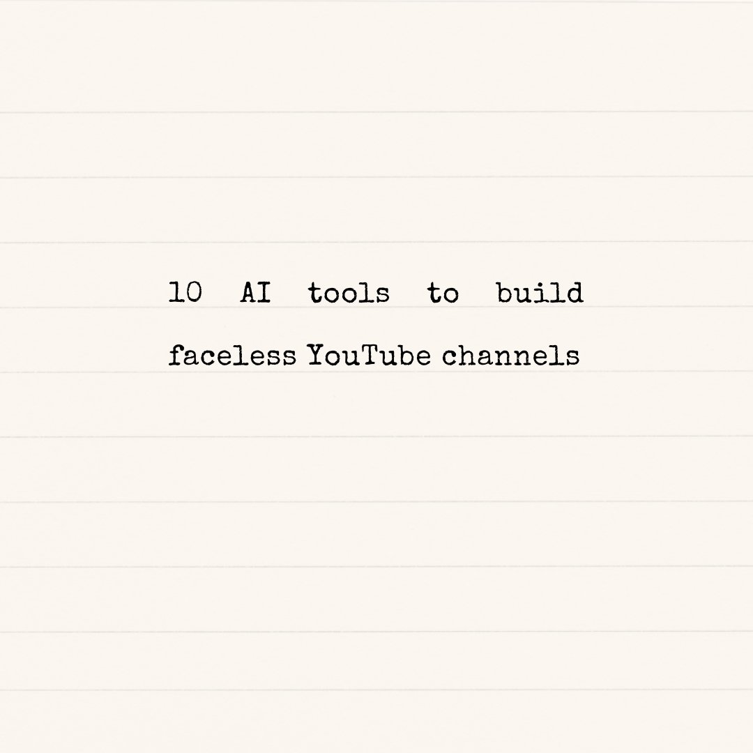 Everyone can have a faceless YouTube channel side hustle.

Sadly most people are too lazy to start.

Here are 10 AI tools to build faceless YouTube channels: 👇