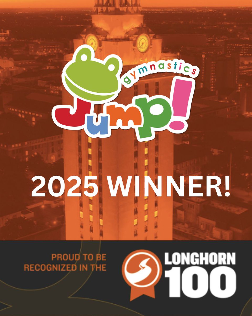 We are thrilled to announce that Jump! has been recognized with the Longhorn 100 award, celebrating our place among the top 100 fastest growing companies from the University of Texas at Austin alumni.  

#Longhorn100 #JumpGymnastics #UTAustinAlumni