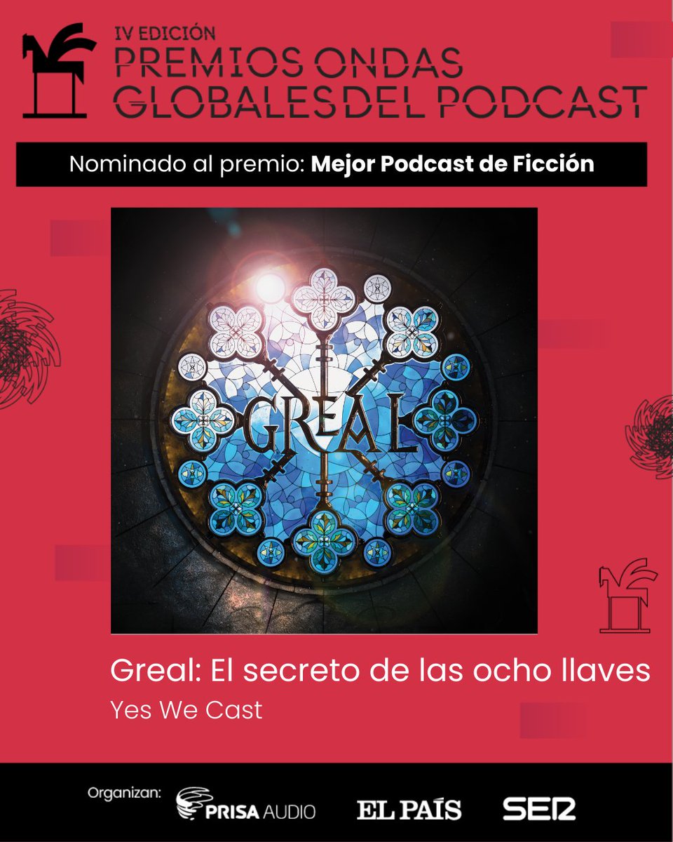 Francisco Izuzquiza (@izuzquiza) on Twitter photo "Greal: El secreto de las ocho llaves" ha sido nominada a Mejor Branded Podcast y Mejor Ficción en los <a href="/Premios_Ondas/">Premios Ondas</a> Globales del Podcast.
Un gran proyecto con un trabajo brutal de muchísima gente que bien se merece estos premios.
Enhorabuena compañeros 😊 "Greal: El secreto de las ocho llaves" ha sido nominada a Mejor Branded Podcast y Mejor Ficción en los <a href="/Premios_Ondas/">Premios Ondas</a> Globales del Podcast.
Un gran proyecto con un trabajo brutal de muchísima gente que bien se merece estos premios.
Enhorabuena compañeros 😊