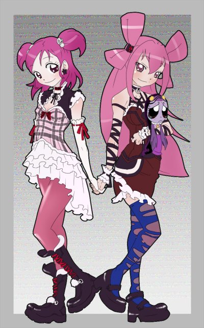 プリキュア「この辺りプリキュアにカラータイツ履かせたい欲がすごいあとファッションセンスもすご」|zukicure5GOGO(ずき)コミッション募集再開のイラスト