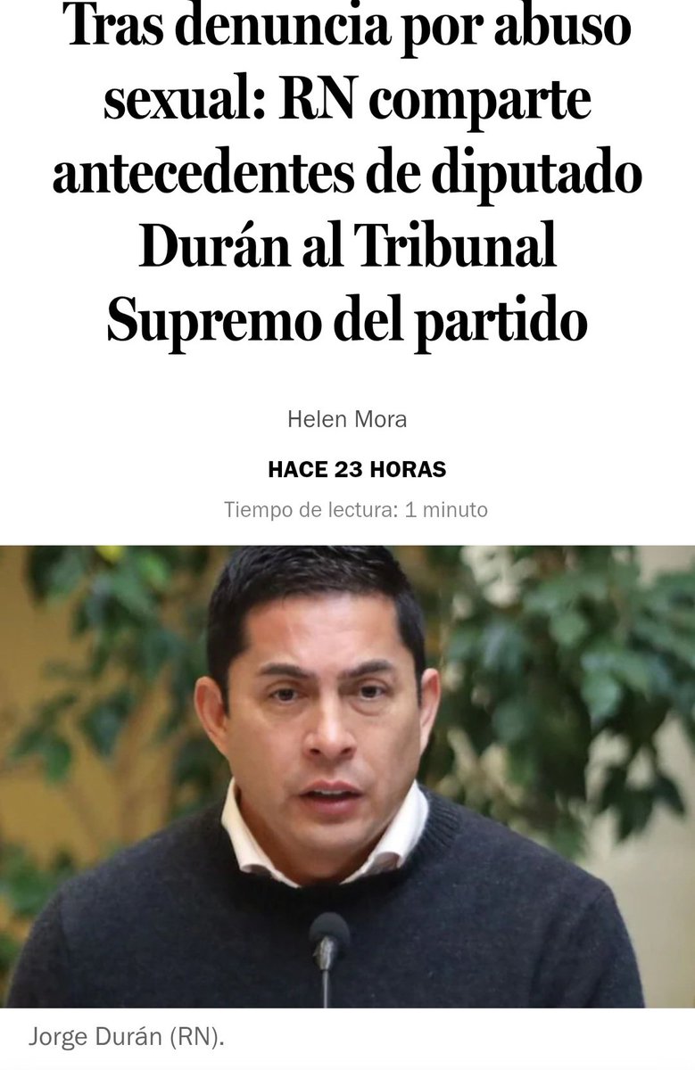 MatteFranc1612's tweet photo. Nuestro país (Chile) nunca a sido el ejemplo. Esto es algo que se repite... las personas que están a cargo del poder, quedan impunes y tiene un ligero reproche... espero que la gente despierte y no vote por gente como el diputado Jorge Duran un abusador. #jorgeduran #abusodepoder https://t.co/E0EpdIO71T