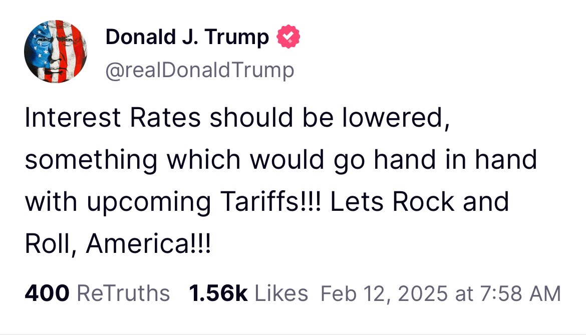 Trump’s economic advisers have said getting inflation down is an important condition for further rate cuts. 

Ahead of this morning’s CPI, the president said he wants lower rates.