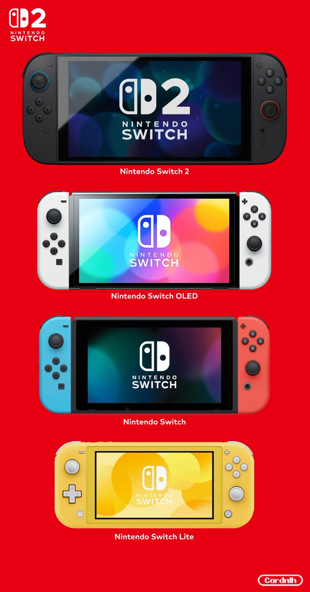 Switch2Stock's tweet photo. Switch 2 size comparison with all other Switch models https://t.co/Mdu8rVHNbJ