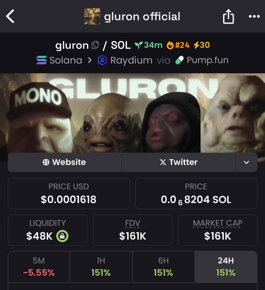 moonlobstar's tweet photo. Bought $gluron at161k Market via My TG.
Ca: BP3MgHsz7VpHXyteknTSY9i8zvYDUYbJgRxX8Ci7pump
Let’s get it!🚀
#gluron #Solana #memecoin #altcoin https://t.co/e2aVrPeqR2