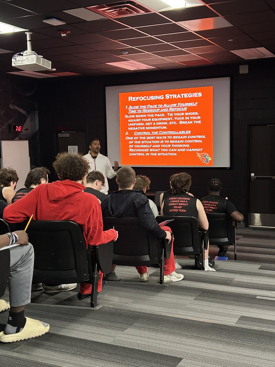 FootballMelissa's tweet photo. Coach Pendleton dropping knowledge!!  Great day to be a Cardinal!! https://t.co/82SnDcErgt