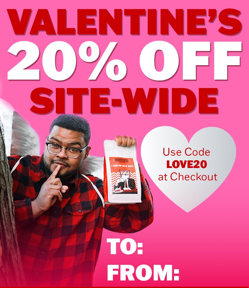 RootlessCoffee's tweet image. ❤️VALENTINE’S DAY SALE - 20% OFF SITE-WIDE with code LOVE20. Don’t break our heart, sale ends Friday at midnight 💘 

Order now: rootlesscoffee.com/collections/co…

#valentinesday #coffeeroaster #smallbatchroaster