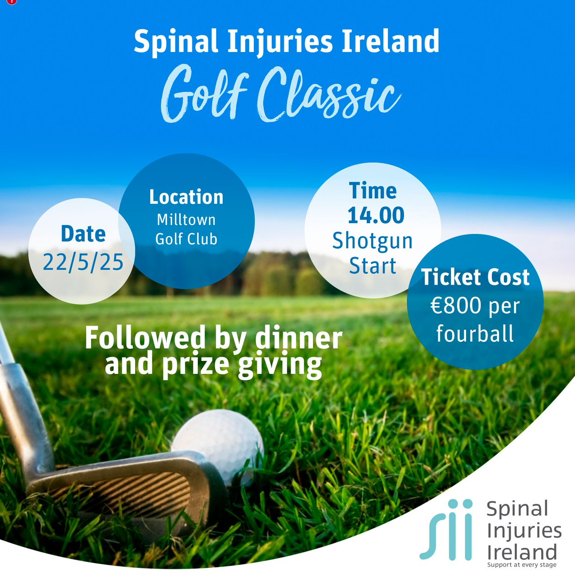 Spinal Injuries IRL (@spinalireland) on Twitter photo Just 10 team places left for the 2025 Spinal Injuries Ireland Golf Classic!
Swing into action at Milltown Golf Club on Thursday the 22nd of May! To find out more, email phil@spinalinjuries.ie or comment below! πββ #SpinalInjuriesIreland #GolfForGood #TeeUpForCharity Just 10 team places left for the 2025 Spinal Injuries Ireland Golf Classic!
Swing into action at Milltown Golf Club on Thursday the 22nd of May! To find out more, email phil@spinalinjuries.ie or comment below! πββ #SpinalInjuriesIreland #GolfForGood #TeeUpForCharity