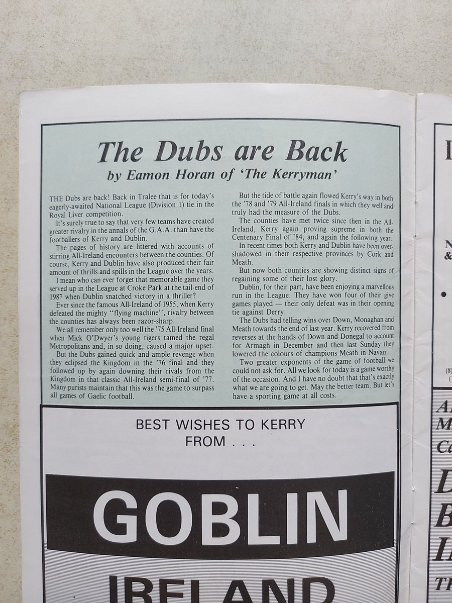 1989 National football league Dublin v Kerry in Tralee. #gaacollector