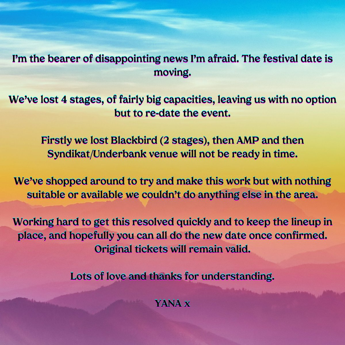An update on YANA Fest 😔💛