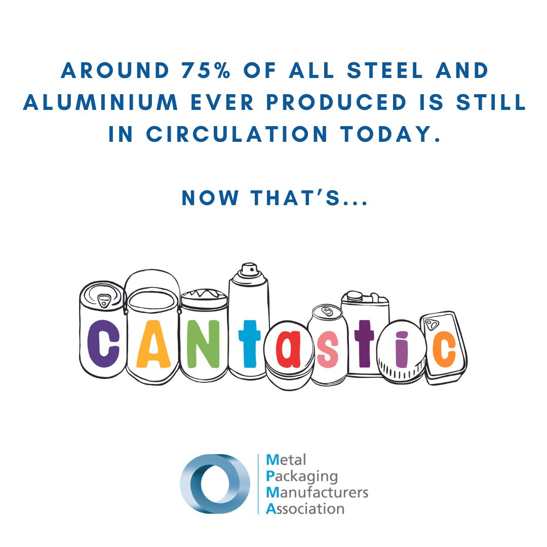 MPMA UK (@mpmauk) on Twitter photo As PackUK launches at <a href="/EasyfairsPackUK/">Packaging Innovations & Empack</a>, we’re highlighting how the metal packaging industry is the perfect example of a circular economy.
♻️ Around 75% of all steel products ever made are still in use today.
♻️ Around 75% of all aluminium ever produced is still in circulation. As PackUK launches at <a href="/EasyfairsPackUK/">Packaging Innovations & Empack</a>, we’re highlighting how the metal packaging industry is the perfect example of a circular economy.
♻️ Around 75% of all steel products ever made are still in use today.
♻️ Around 75% of all aluminium ever produced is still in circulation.