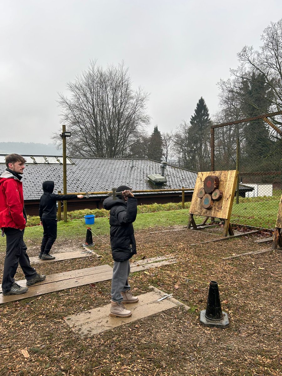 Grass sledging and axe throwing at Willersley Castle. #theharmonypledge