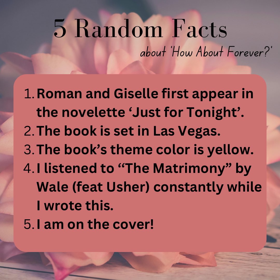 Five Random Facts about latest  release!
‘How About Forever’!
Grab your copy here! 
amzn.to/4aTyIV7