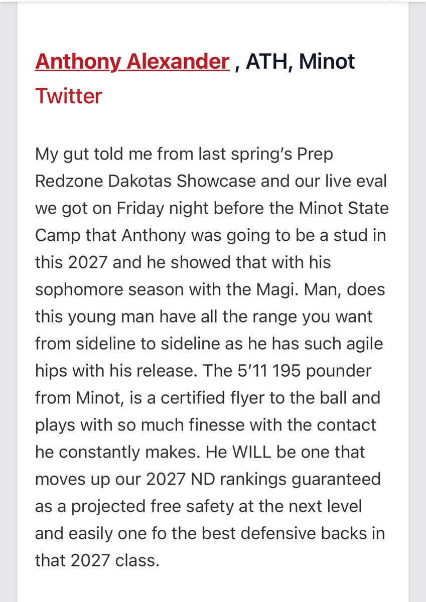Thank you <a href="/NWahlScouting/">Nate Wahl</a> for the write up! <a href="/PrepRedzoneDAK/">Prep Redzone Dakotas</a>
