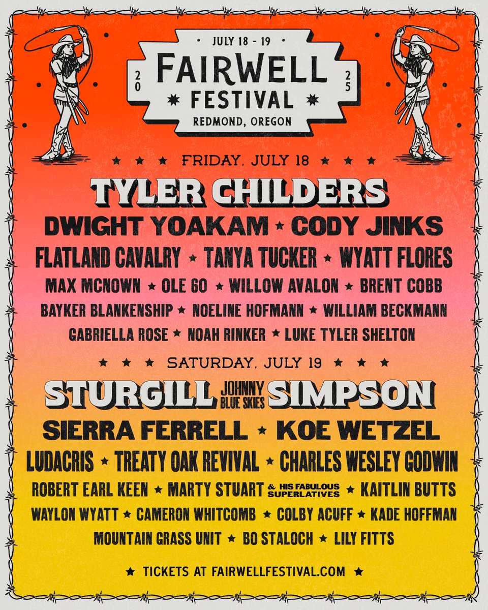 TTChilders's tweet image. Me and the boys are excited to be playing @fairwellfest in Redmond, OR this July! Tickets go on sale Friday, 2/14 at 10am PT. Sign up now for a reminder: fairwellfestival.com