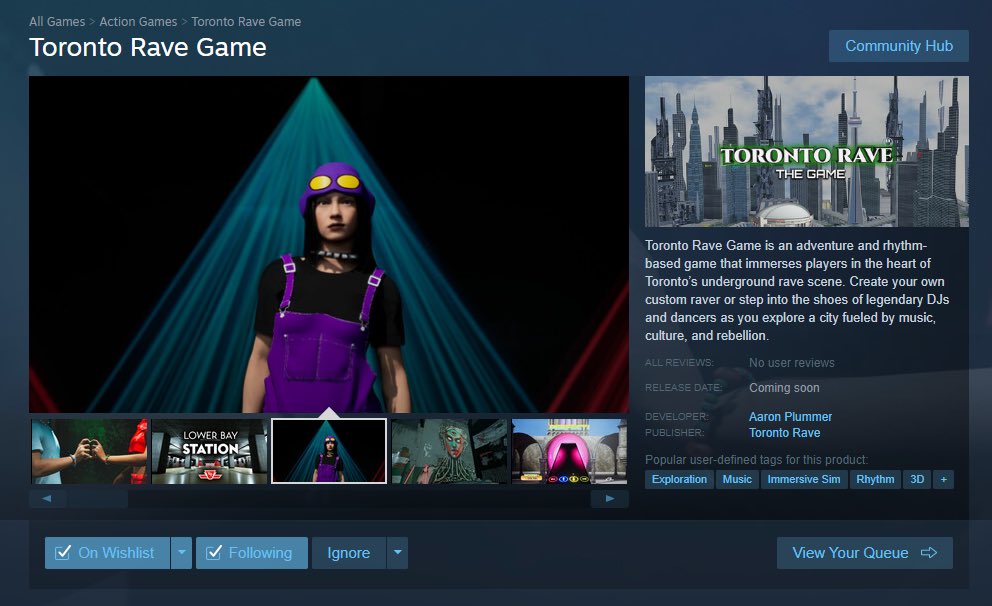 MY GAME IS NOW ON STEAM!! <a href="/TorontoRaveGame/">Toronto Rave Game</a> 🎮