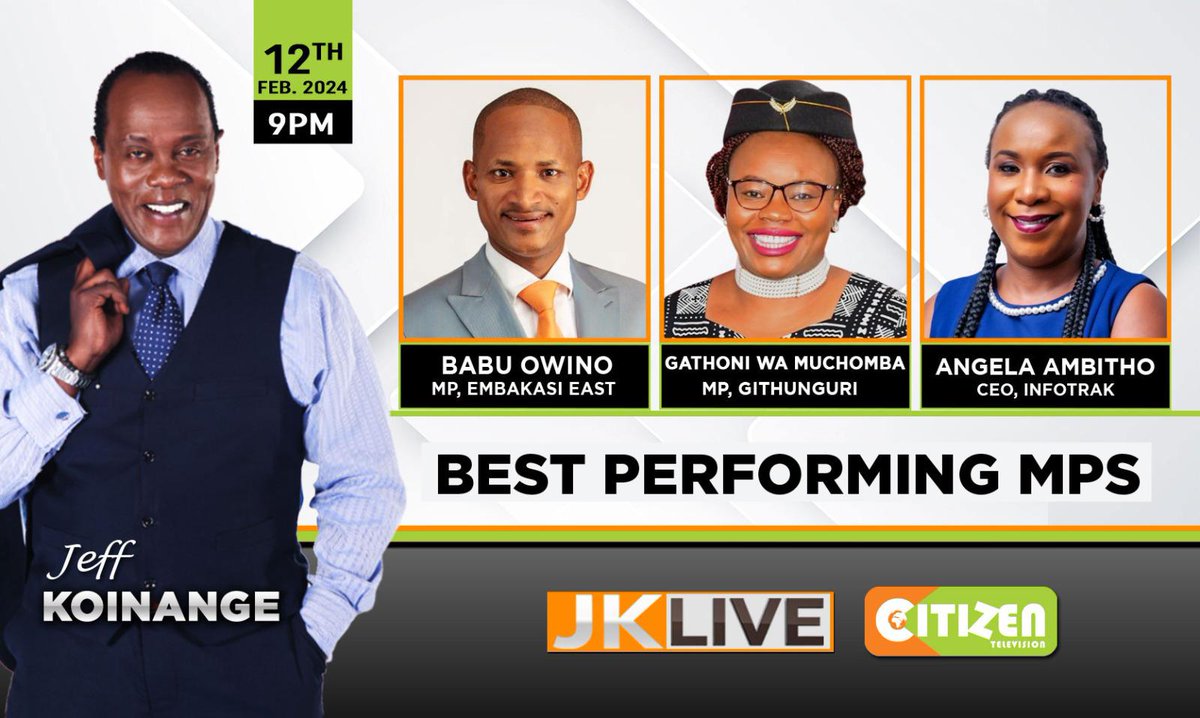 Coming up shortly on @CitizentvKenya, Infotrak CEO Angela Ambitho joins top-performing MPs on the bench to discuss how they earned the top marks. What’s your take on their performance?