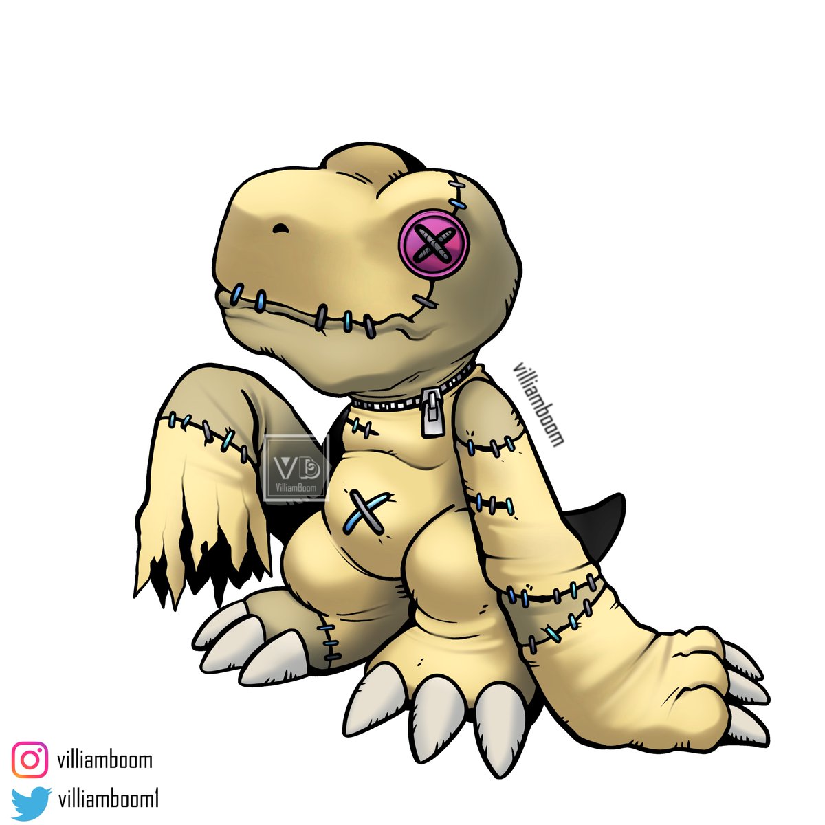 VilliamBoom1's tweet image. Stiched Agumon is a Vruz-type Digimon that evolves from a Koromon with corrupted data. This Digimon does not have the ability to speak, which makes its presence even more disturbing.

With his special attack, Shadow Seam, from his right arm he shoots threads that lengthen like…