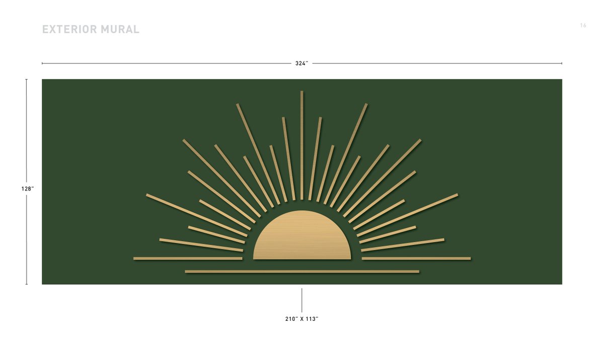 tfol_sedso's tweet photo. When the logo becomes a large scale mural!

We're working on some signage at @SEDSODESIGN as part of our latest brand work for Sunrise Tequila Bar & Rooftop Lounge in Margate City, NJ. (More on that soon)

Turning the new sunrise graphic mark into a large scale mural cut from gold brushed metal, pin-mounted in a big green space on the exterior of the building — roughly 17 x 10 ft!

Here's a glimpse into the basic process of how we pass design intent along to a signage vendor to talk through the fabrication strategy.

One of the few times we'll... 

MAKE THE LOGO BIGGER!