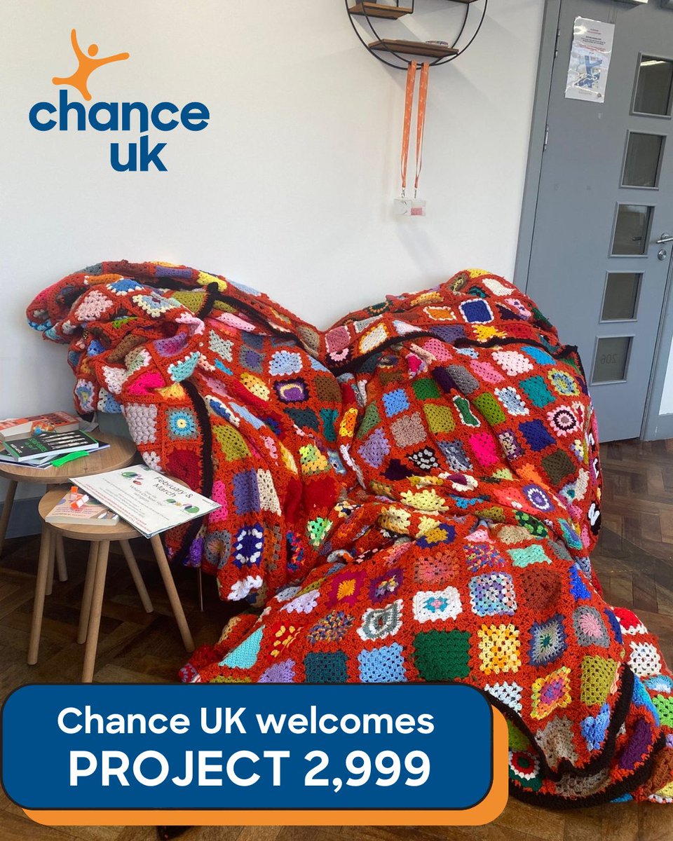Today, we welcomed the wonderful blanket from Project 2,999. Each handmade square  represents the children impacted by exclusion in 2021-22. Thank you so much to <a href="/BlogSenco/">Sarah Martin-Denham</a> for including us in this wonderful, interactive but equally impactful project 🧶 🧡 #exclusions #youthwork