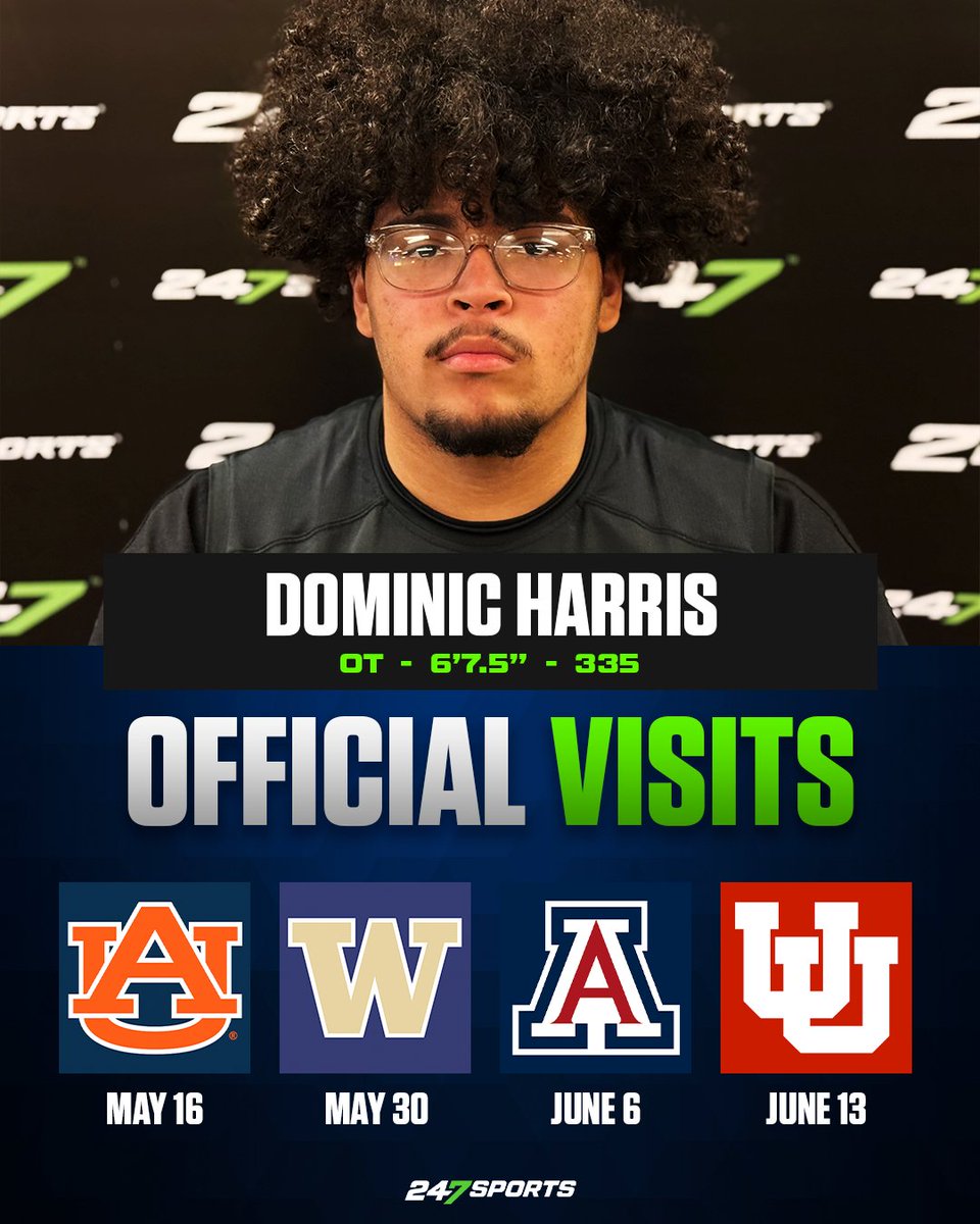 BlairAngulo's tweet photo. Three-star offensive tackle Dominic Harris from Las Vegas Clark has locked in four official visit dates for this spring and summer:  https://t.co/CYqo7203PA https://t.co/gHUWsQv8oz