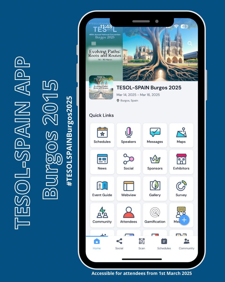 Who is a huge fan of our CONVENTION APP❓🙋⠀
(Available from 1st March)
Make sure you register before the 7th March❗️
tesol-spain.org/en/register.ht…
#tesol #tesolspain #tesolassociations #universidaddeburgos #48thAnnualConvention #conventiondinner #tesolspainapp