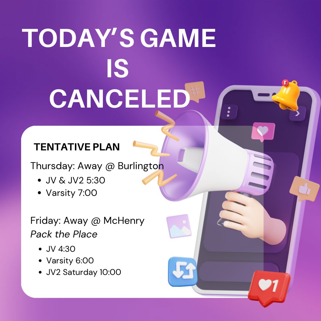📢🥶🌨️ 
Assuming everything goes as planned, this is our new schedule starting on Thursday 2/13/25.

D300 has cancelled all after-school activities today, which includes games and/or practices.
