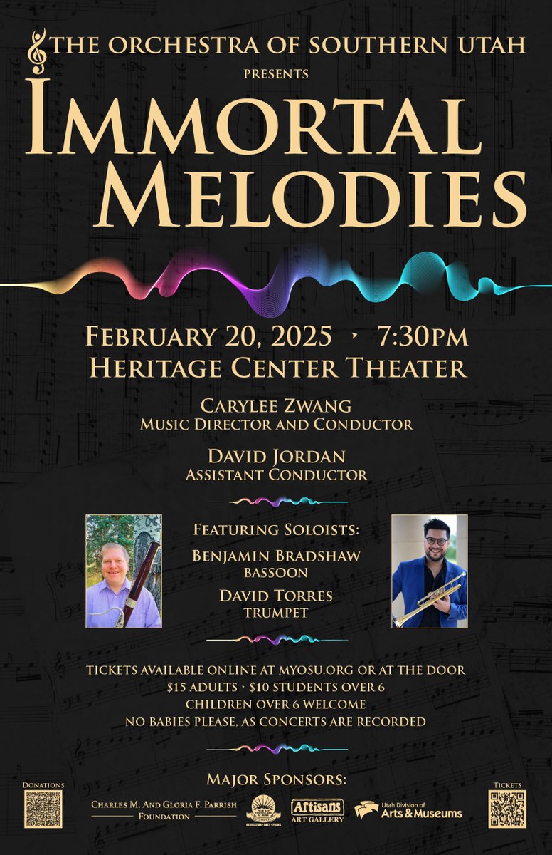 "Immortal Melodies" concert features some of our favorite pieces like the Pachelbel Canon, Moldau and Firebird excerpts on Thursday, February 20, at 7:30 p.m. at the Heritage Theater Tickets myosu.org. $15 adults and $10 students.osucedarcity.blogspot.com/2025/01/immort…