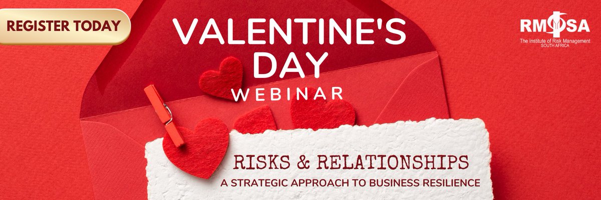 Join us this Friday for a special Valentine’s Day #Webinar! ❤️💼

Discover how strong relationships build resilient #RiskManagement strategies. 💘🤝 Expert speakers, key insights—don’t miss it!

Register here: irmsa.org.za/events/EventDe…
