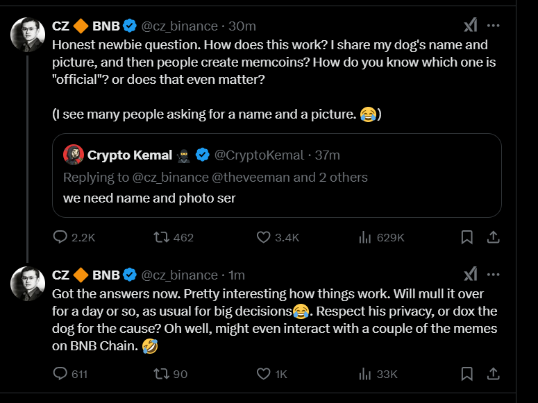 CryptoCuzzo's tweet photo. The man is back and he means business. I guess we better get some #BNB again. @cz_binance https://t.co/V3S0j6cgzW