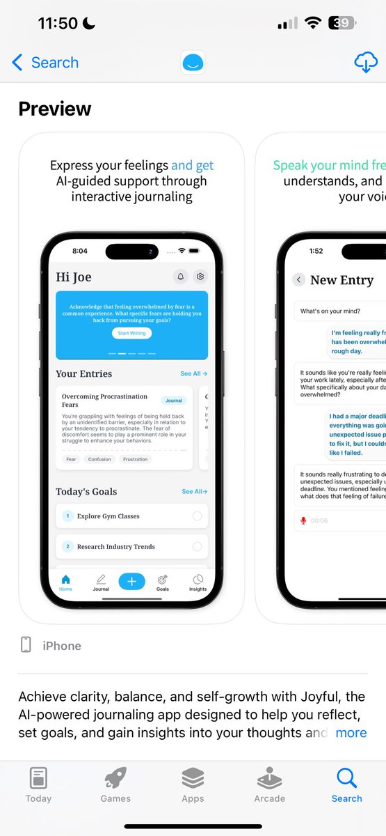 An updated version of Joyful AI Journal is now available on the App Store!

Experience the latest features designed to help you reflect, set intentions, and improve your mental well-being. 

Download it today!