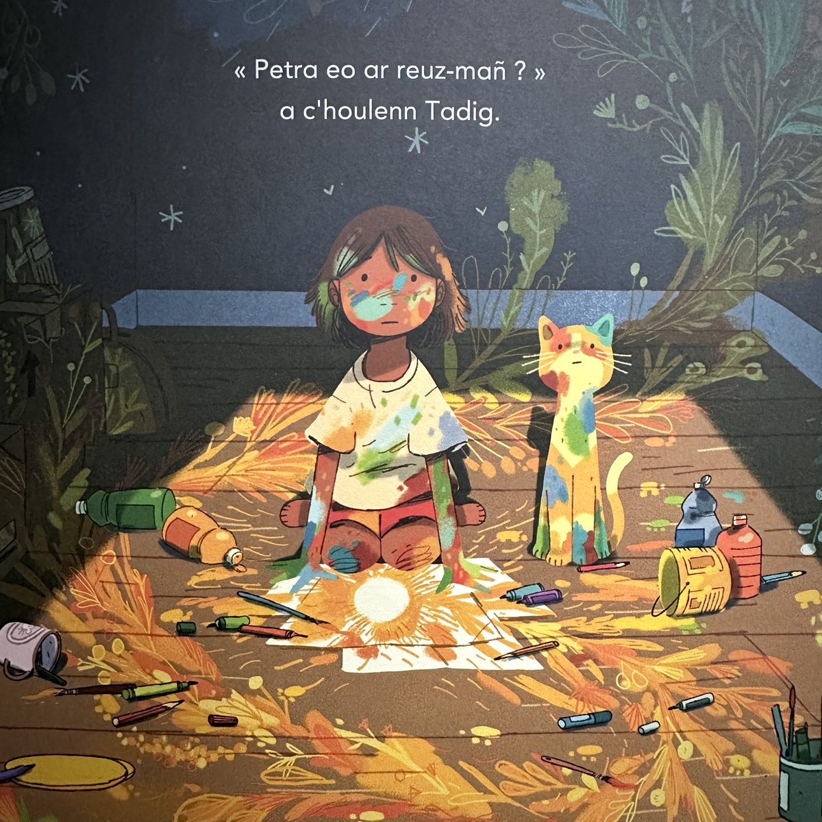 🎨🤓😼
Ha fur e vez ar vugale e-pad ar vakañsoù ?
Les enfants sont sages pendant les vacances ?

Tennet eus #levr / Tiré du #livre :
« Ar Steredenn-lostek », Joe Todd-Stanton

Ul levr da lenn ha da selaou / Un livre à lire et à écouter :
➡️ timilenn.bzh 

#BZHG #Breton
