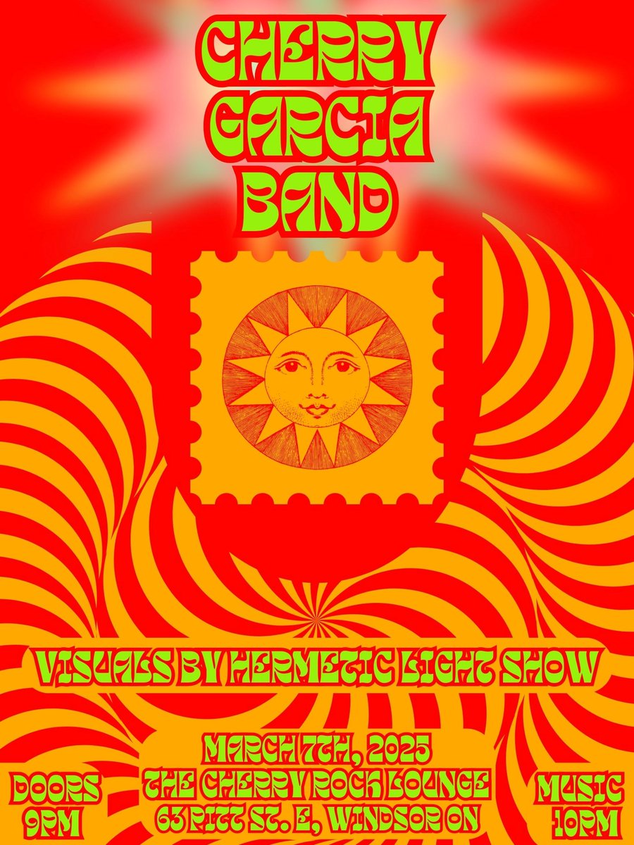 NEXT MONTH!! Cherry Garcia Band back in Windsor at The Cherry Rock Lounge! get yer dancing shoes on y'all, we will be jamming Grateful Dead, Jerry Garcia, Motown, Dylan, Reggae, originals. live visuals by the amazing Hermetic Light Show!
doors 9pm, music 10pm
$12 adv, $15 door