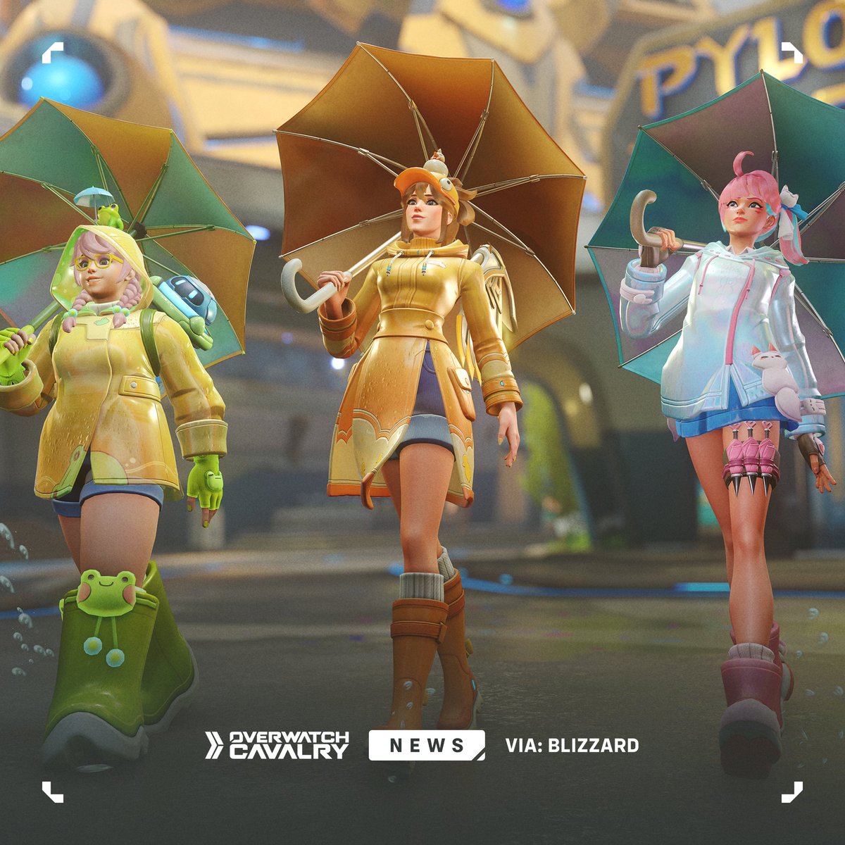 New #Overwatch2 Skins: Rainy Day Mei, Mercy, and Kiriko 🌧️