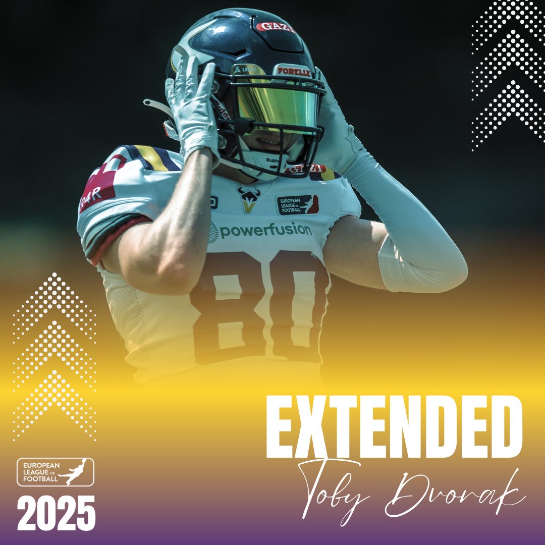 ViennaVikings's tweet image. #Extended.💜😤 WR Toby Dvorak remains a Viking and re-signs with us for the #ELF2025. 

#PurpleReign #VIKsigning
📸 @HJirgal | @ELF_Official