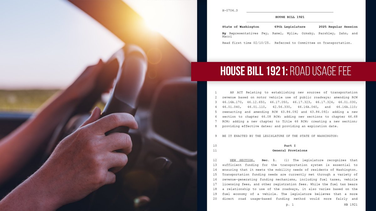 🚨DAILY ACTION ALERT: As we've long expected, Washington Democrats want to put transponders in all your cars and charge you for every single mile you drive. HB 1921 has a hearing tomorrow. Take 30 seconds to tell them what you think. I'm registering CON: app.leg.wa.gov/csi/Testifier/…