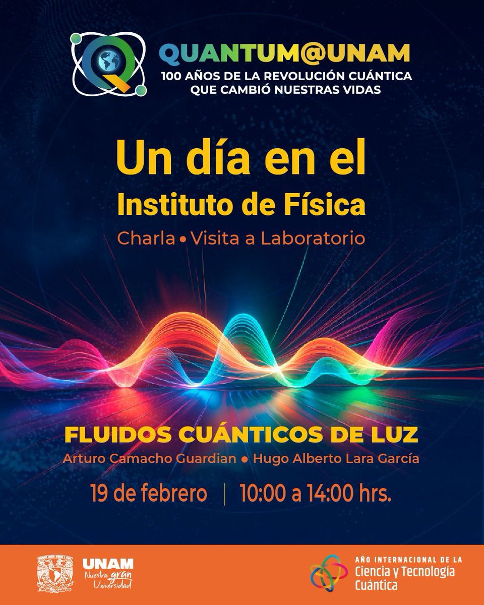 ¡Ven y disfruta de #UnDíaen el Instituto de Física con actividades dirigidas a estudiantes de secundaria y bachillerato! 👏

#Cuéntamelacuántica
#QuantumUNAM