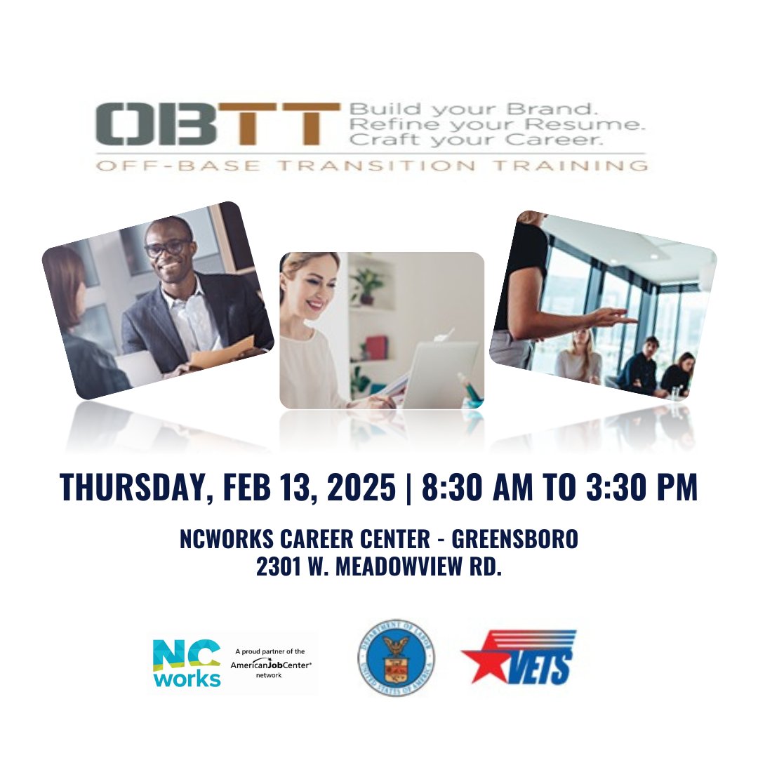 Missed the last Off-Base Transition Training? Not to worry! If you're looking for inspiration and assistance in your employment search, join us TOMORROW Thursday, Feb 13 from 8:30 to 3:30 and visit the link in our bio to learn more and register today! #veterans