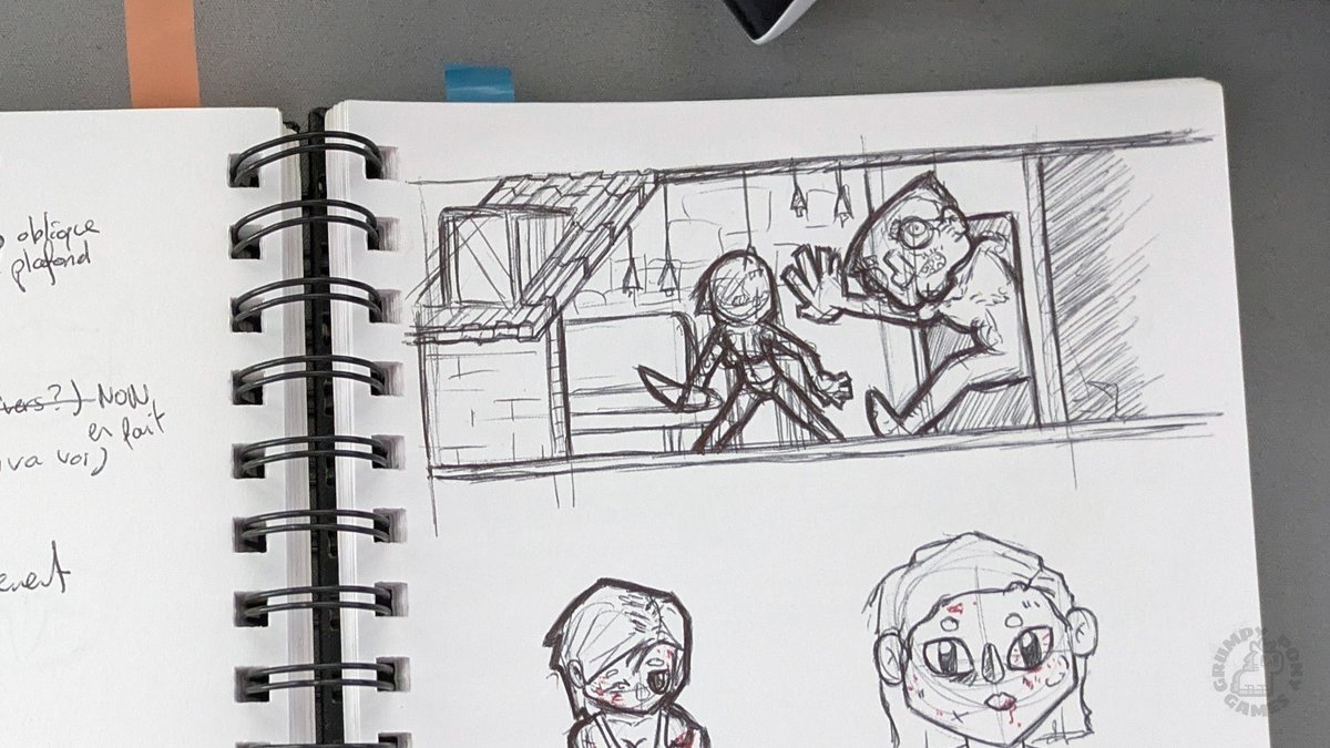 theGrumpyPony's tweet photo. 1 year ago, I released my first solo game, LOCKED. No idea where it would lead—but the response was amazing🎉
To celebrate, here’s a look at unseen sketches &amp; concept art!
🎨 First sketch ➡️ keyframe (2021) ➡️ final game (2023)

#SurvivalHorror #IndieGameDev #horrorgame https://t.co/qseNt5pQ3i