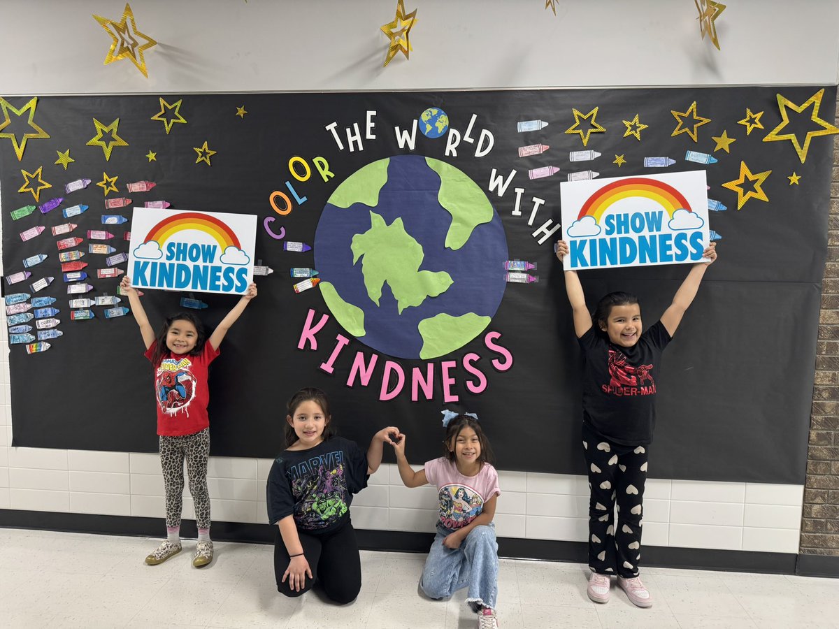 GlenCoveElem's tweet photo. Our 🌟 scholars COLOR THE 🌎 WITH KINDNESS! #KeepShining #ThisIsGlenCove #StarStrong @GlenCoveStars @CrystalSalom @LauraBurdett3 @YISDCounseling https://t.co/bAQtTxQcgX