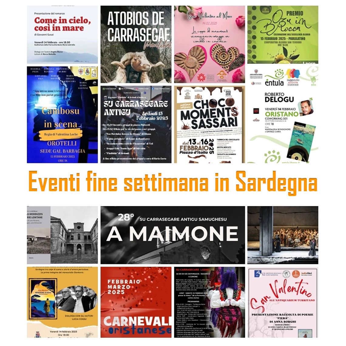 🎭 Eventi in Sardegna dal 14 al 16 febbraio

Tra maschere tradizionali, teatro e rassegne culturali, il weekend in Sardegna propone appuntamenti per tutti i gusti.
.
 bit.ly/weekfeb25-3
.