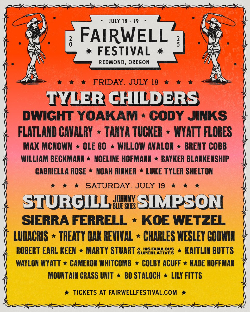 Brent Cobb (@brent_cobb) on Twitter photo Heading to Oregon for <a href="/fairwellfest/">FairWell Festival</a> on July 18. Tickets on sale Friday. See y’all there💫 Heading to Oregon for <a href="/fairwellfest/">FairWell Festival</a> on July 18. Tickets on sale Friday. See y’all there💫