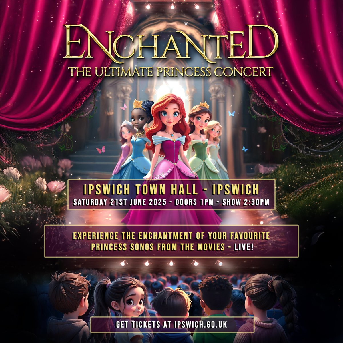 📣 On Sale Now

🏰 Enchanted – The Ultimate Princess Party
📅 Saturday 21 June

Step into a magical world of music, wonder and storytelling as our amazing princesses take to the stage in a spectacular live performance.

Tickets on sale now 🎟 - bit.ly/4hBUcsi