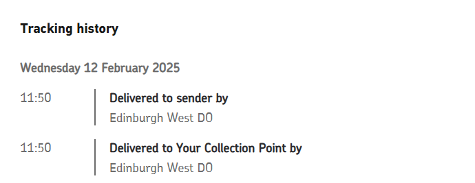 Dervval's tweet photo. @RoyalMailHelp you have simultaneously delivered my parcel to my collection point and returned it to the sender at the same time. I cannot contact ye to confirm where my parcel is. Can you please tell me what has happened https://t.co/KiyMMtlOIp