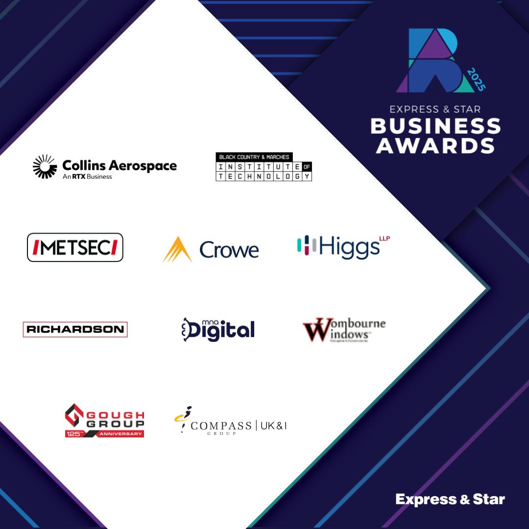 ExpressandStar's tweet photo. A huge thanks to our sponsors for your support at our 2025 awards 🙏
@CollinsAero
#bcmiot
@RichardsonUK
#metsecuk
@CroweUK
#higgsllp
@mnadigital
@wombournewindow
@wmgoughbuilders
@compassgroupuk
Submit your entry before 28th March at https://t.co/GjOTxubSN3
#ESBA25 https://t.co/rCyEeRJzq0